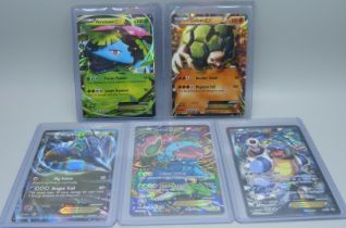 Five EX Pokemon cards
