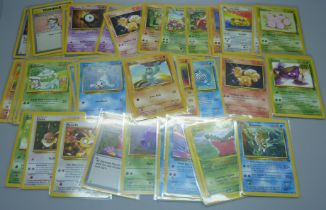 Fifty vintage common and uncommon Pokemon cards