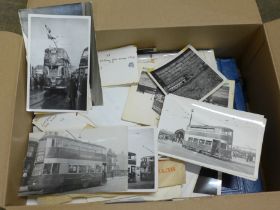 A collection of tram related vintage postcards, photographs, etc.