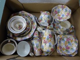 Royal Winton Grimwades Marguerite chintz china; plates, dishes, cups, hot water pot, etc. **PLEASE