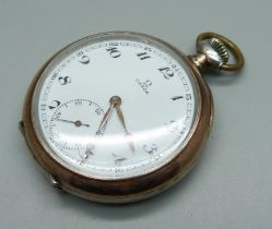 An .800 silver cased Omega top-wind pocket watch
