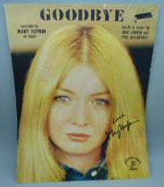 The Beatles related, Mary Hopkin signed sheet music Goodbye, words & music by Lennon and McCartney