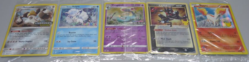 Five sealed rare Pokemon cards