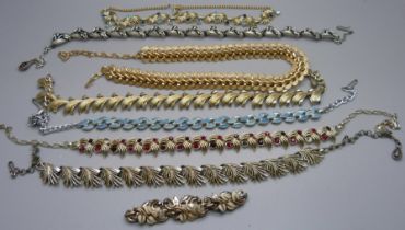 Seven 1950s necklaces and a bracelet