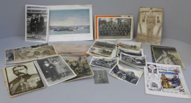 WWI period postcards and a collection of WWII period photographs