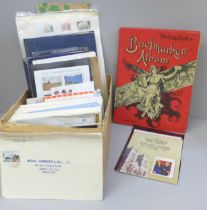 Stamps; a box of stamp albums, covers, etc.