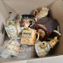 A large box of decorative novelty teapots **PLEASE NOTE THIS LOT IS NOT ELIGIBLE FOR POSTING AND