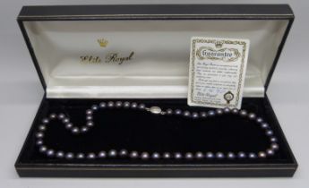 An Elite Royal Tahiti coloured pearl necklace, boxed