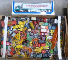 A collection of die-cast model vehicles including Matchbox and Lesney