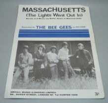 Bee Gees autographed sheet music, by Maurice and Robin Gibb