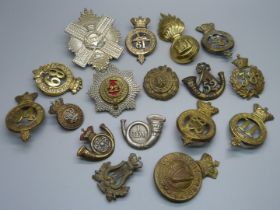 A collection of 19th Century British Army regiment cap badges