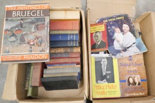 Two boxes of late 19th/early 20th Century books, History/Art/Literature and some later Royalty books