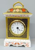 A Royal Crown Derby 1128 pattern Old Imari clock, 18cm