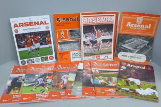 Football memorabilia; Arsenal programmes for home games versus European opponents, including Spartak