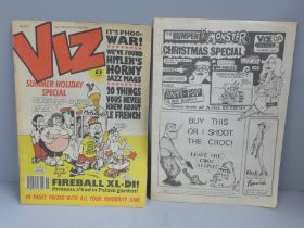 A copy (reprint) of first Viz comic, The Bumper Monster Christmas Special and issue no. 55