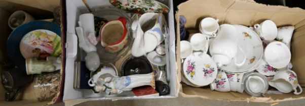 Three boxes of assorted china, etc., including a Titanic reproduction cup **PLEASE NOTE THIS LOT