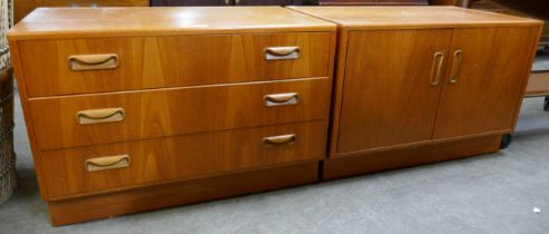 A G-Plan Fresco teak chest of drawers and a two door cupboard