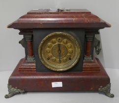 A 19th Century faux marble and brass clock, Pinero No.3