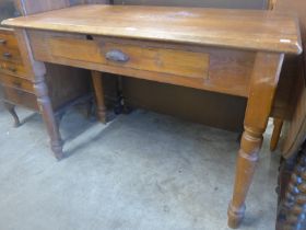 A Victorian pine single drawer kitchen serving table