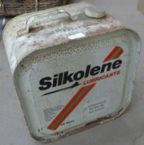 A vintage Silkolene fuel can