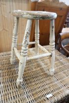 A Victorian painted elm kitchen stool
