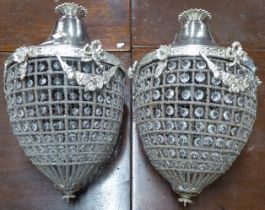 A pair of French Empire style pear drop chandeliers