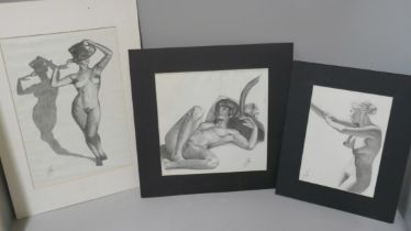 A folio of assorted nude and other pencil studies