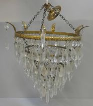 Four glass ceiling chandeliers and other chandeliers