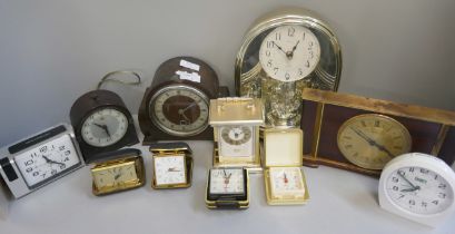 Clocks; Metamec, Bakelite Genalex alarm, Bentima, and some later clocks and travel clocks