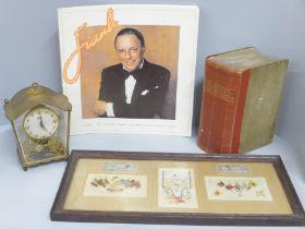 A Frank Sinatra 1980 souvenir tour programme, a framed set of WWI needlework postcards, a Schatz