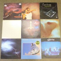 Nine LP records including Pink Floyd and Genesis