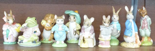 A collection of ten Beswick Beatrix Potter figures, limited edition of 1947, all with gold marks,