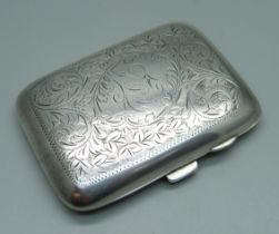 A silver cigarette case, Chester hallmark, 55g