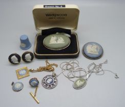 A collection of Wedgwood Jasperware jewellery, etc.