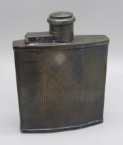 A silver spirit flask, Birmingham 1926, 94g, 9cm, with initials