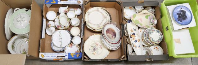 Five boxes of mixed teawares, dinner wares, collectors plates, cabinet plates, etc. **PLEASE NOTE