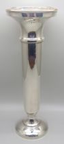 A silver vase, 25cm, weighted base