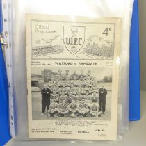 Football memorabilia; football programmes from the 1950s, including England v Wales at Villa Park (
