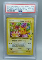 A PSA 10 graded 2021 Pokemon Celebrations card, Birthday Pikachu holographic