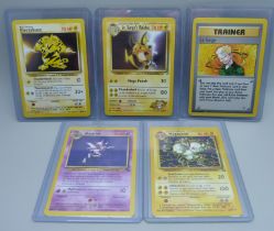 Five vintage rare Pokemon cards