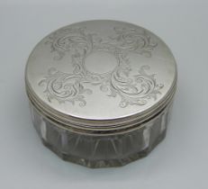 A Victorian silver topped glass jar, London 1859