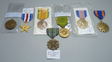 Seven American military medals