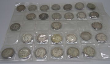 Twenty-eight silver shillings, Victorian and later