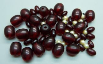 Loose Bakelite sherry amber coloured beads