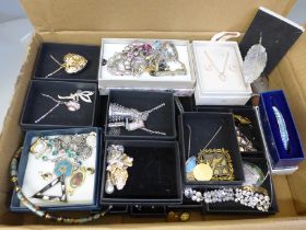 A box of costume jewellery, some boxed