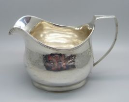 A silver jug, worn London mark, 107g