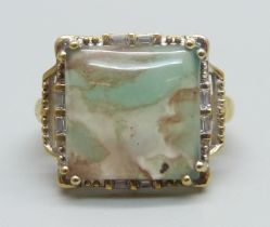 A silver gilt aquaprase ring, N