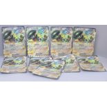 Nine oversized Pokemon cards