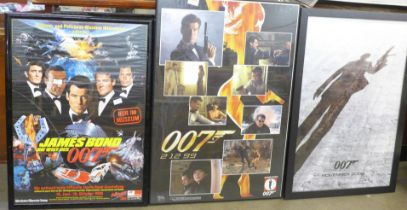 James Bond promo film posters, framed (3) including teaser poster for Quantum of Solace