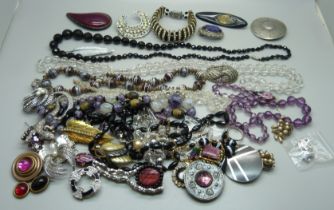 Amethyst, black bead and other Bohemian jewellery